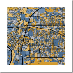 Albuquerque Map Pattern in Blue & Gold Posters and Art